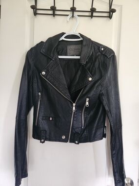 Ci Sono Black Faux Leather Moto Jacket with Silver Hardware